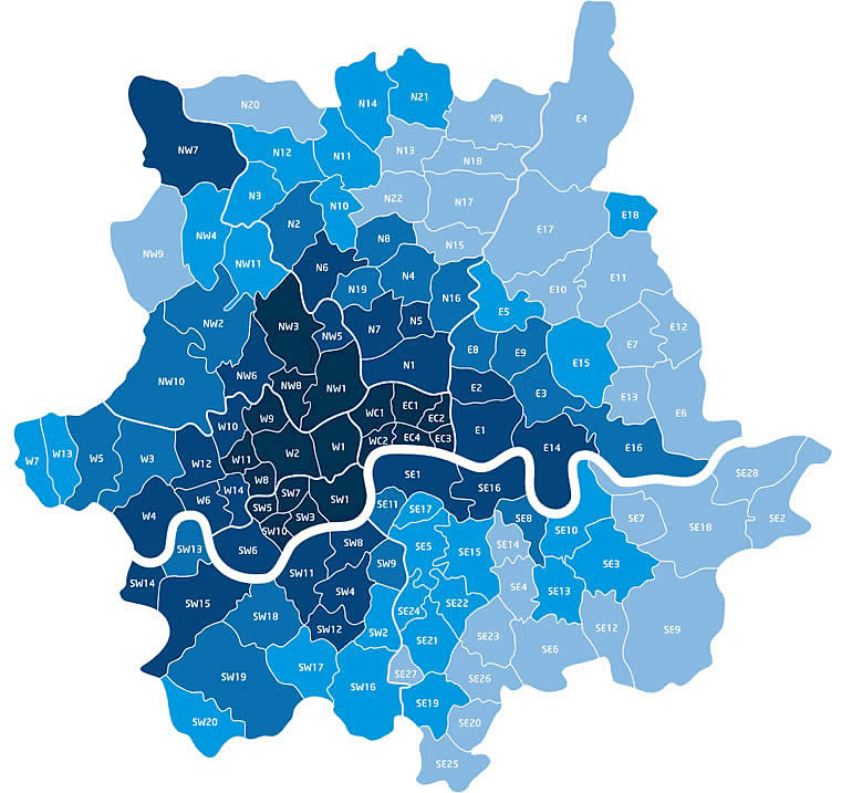 Map London - Man and Van Hire areas